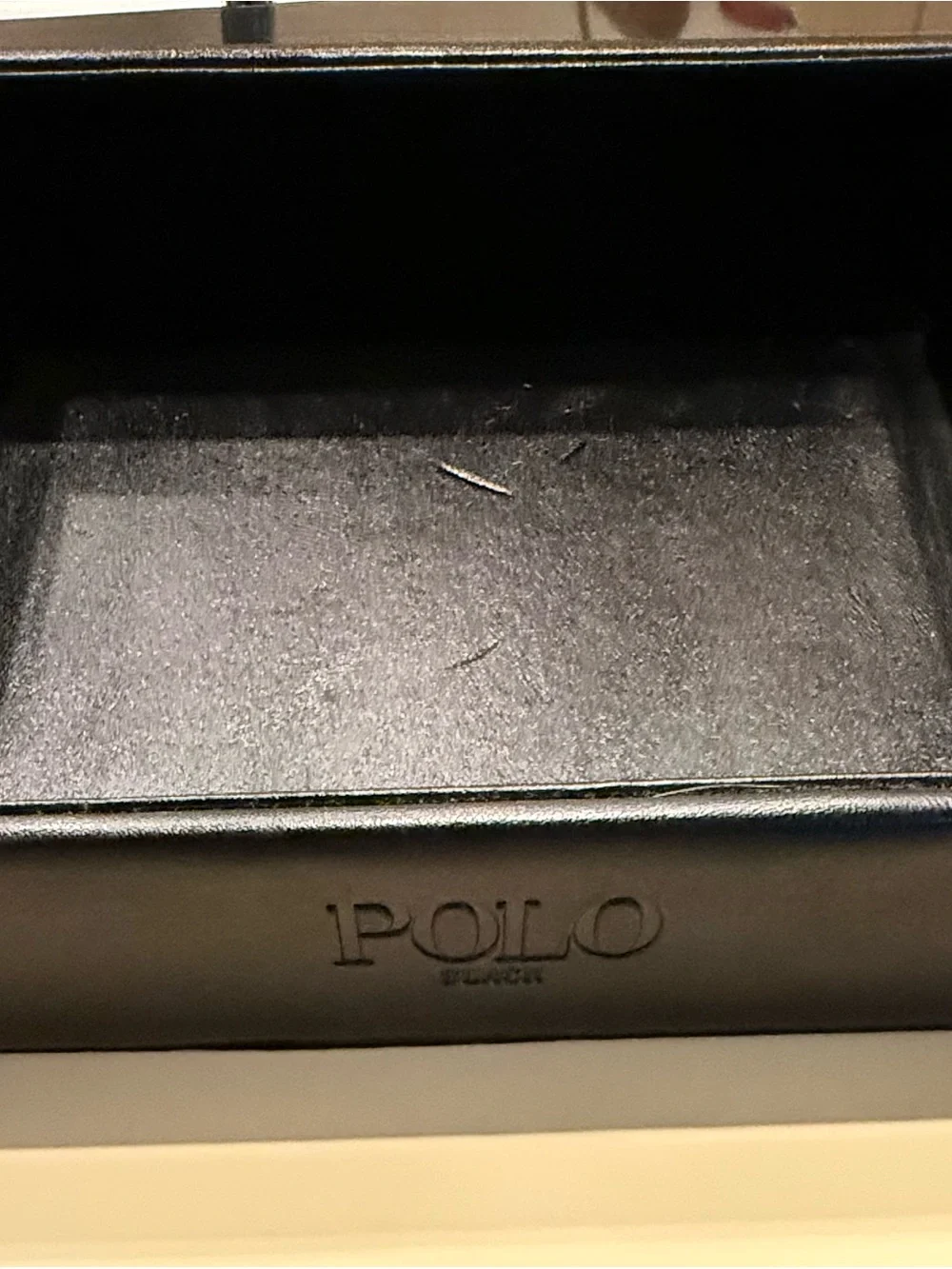 Polo Black Leather Tray with Handles
